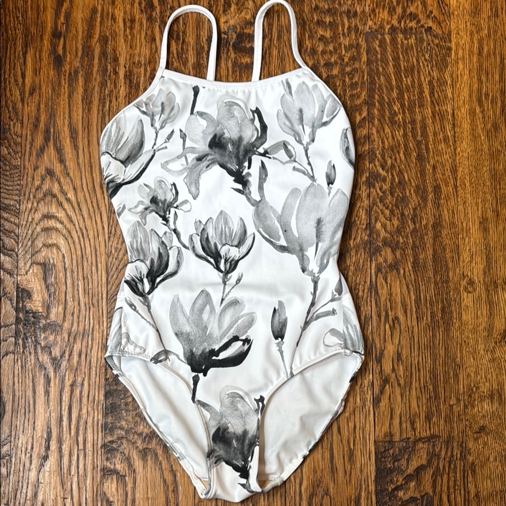 Eleve Black and White Floral Dance Leotard